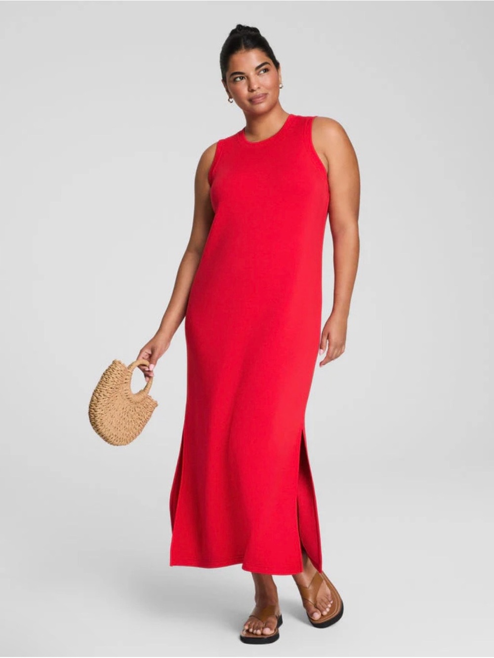 SPANX Red Crewneck Sleeveless Dress